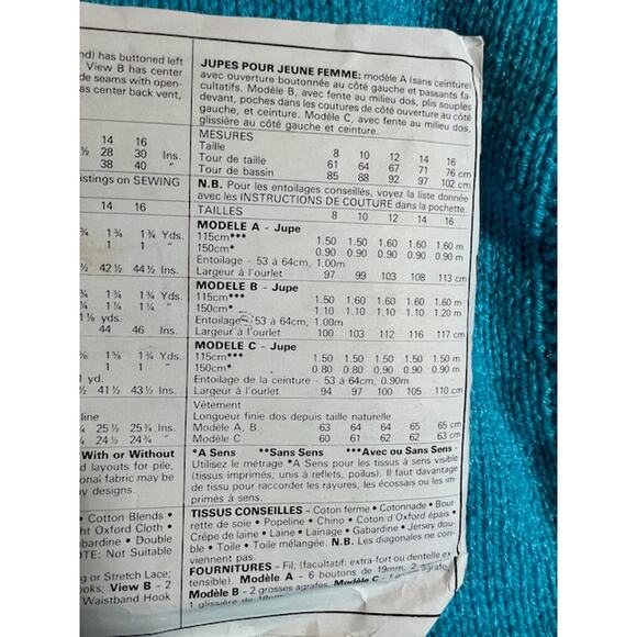 McCalls 2340 straight skirt sewing pattern sz 10 - Picture 5 of 5